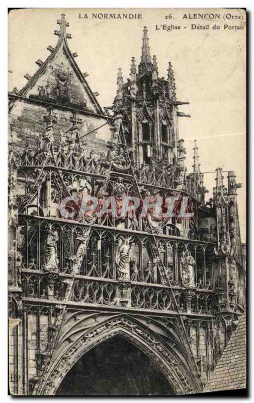Old Postcard Alencon The Ship Of The Church Our Lady of the Gate Detail