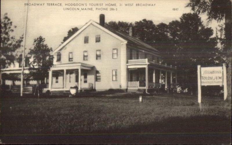 Lincoln ME Broadway Terrace Hodgdon's Tourist Home Postcard