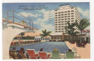 Monte Carlo Hotel Swimming Pool Diving Board Miami Beach Florida postcard