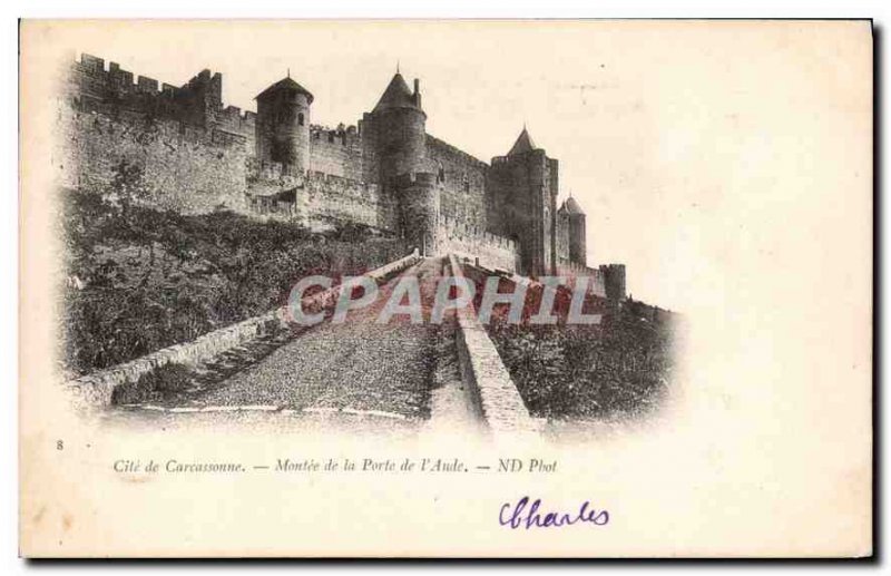 Postcard Old Cite Carcassonne Montee the Aude Gate