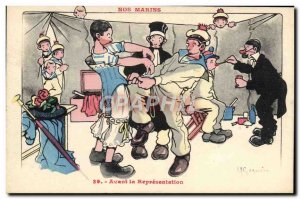 Old Postcard Gervese Illustrator Our Sailors before the representation