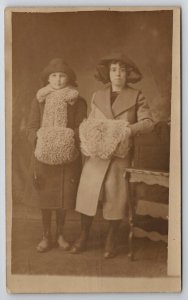 RPPC Cute Girls Zelma And Fern With Their Wool Hand Muffs Photo Postcard N30