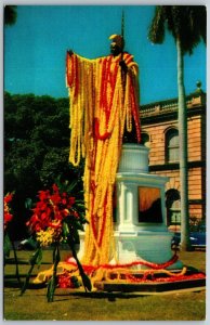 Vtg Honolulu Hawaii HI Kamehameha Statue Postcard