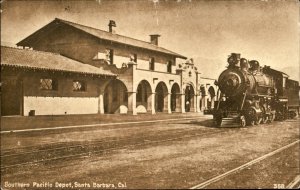 Santa Barbara California Southern Pacific Depot RR Station Vintage Postcard