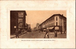 Monroe Street Looking Northwest, Grand Rapids MI c1908 Vintage Postcard M51