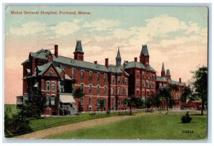 1930 Maine General Hospital Building Panoramic View Portland ME Vintage Postcard 