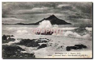 Old Postcard Big Sea Brittany Val Andre