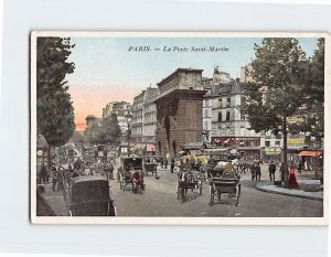 Postcard La Porte Saint Martin Paris France