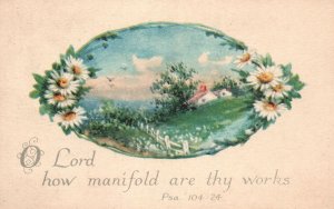 O Lord How Manifold Are Thy Works Religious Text Souvenir Card Vintage Postcard