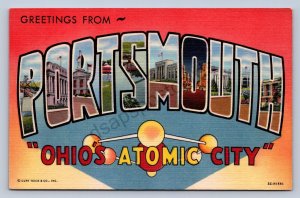 J99/ Portsmouth Ohio Postcard Scioto County Linen Large Letter Greeting 451