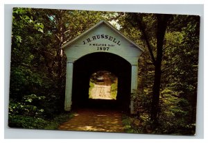 Vintage 1960's Postcard Russell Covered Bridge Rockville Indiana