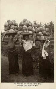 indonesia, BALI, Topless Nude Women Head Transport (1920s) Tosari Studio RPPC