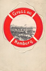 Germany Gruss aus Hamburg Elbbrueck 1906 Alster Pavillon Carriage postcard