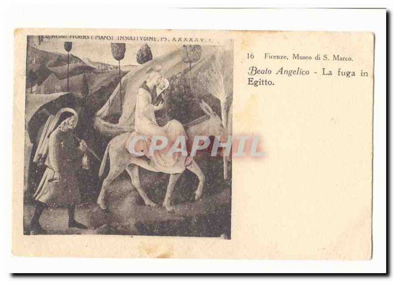 Italy italia firenze Postcard Old Museo di Marco S Beato Angelico Fuga in Egitto