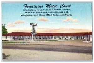 c1950's Fountains Motor Court Wilmington North Carolina NC Unposted Postcard