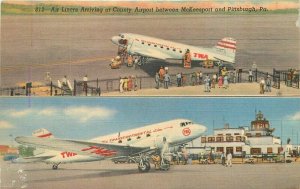 McKeesport Pittsburgh Pennsylvania Postcard Airlines Aircraft TWA Teich 21-5156