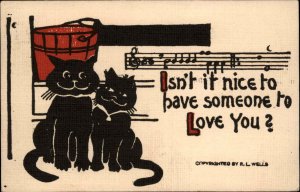 Kitty Cats Music Notes Lyrics NICE TO HAVE SOMEONE LOVE YOU Postcard