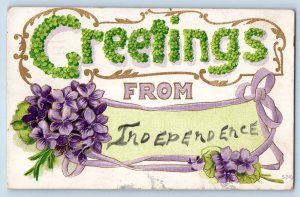 Independence Iowa Postcard Independence Greetings Embossed Flower c1910 Vintage