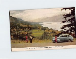 Postcard State Of Washington's Evergreen Highway, along the Columbia River, WA