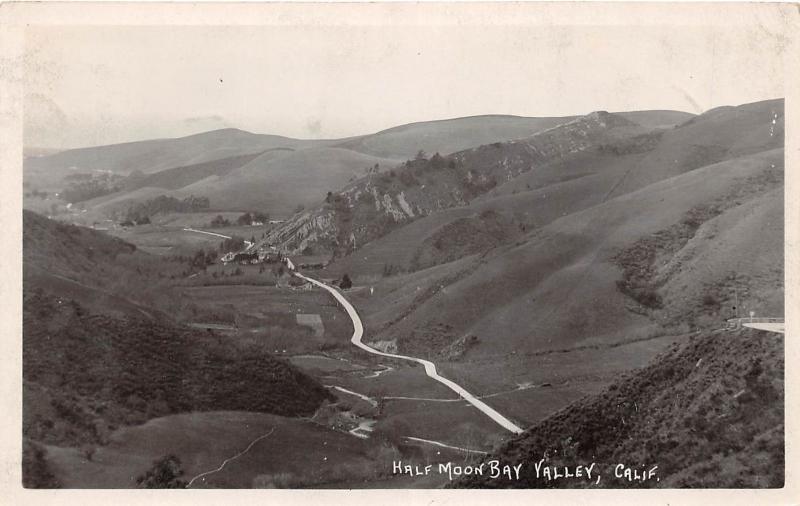 E58/ Half Moon Bay Valley California Postcard Real Photo RPPC c20s Birdseye