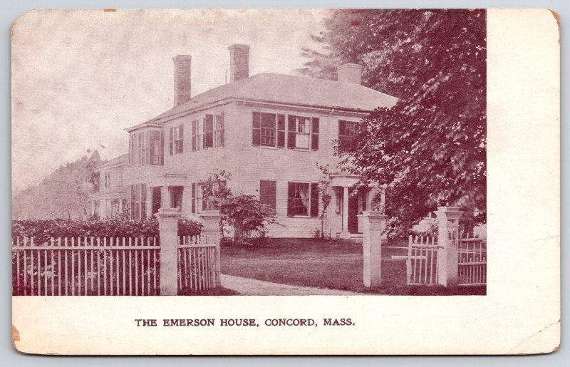 The Emerson House Concord Massachusetts MA Antique House Landmark Postcard