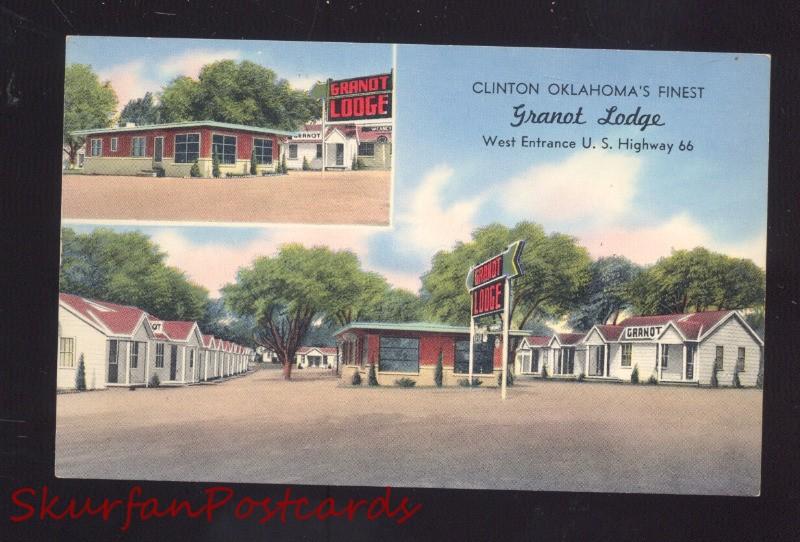 CLINTON OKLAHOMA GRANOT LODGE MOTEL OLD ADVERTISING POSTCARD ROUTE 66