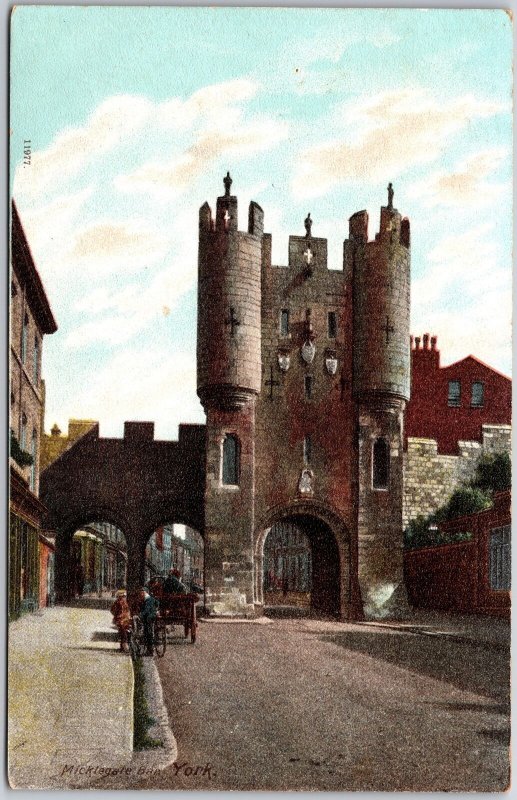 Micklegate Bar York England Castle Entrance Arch Postcard