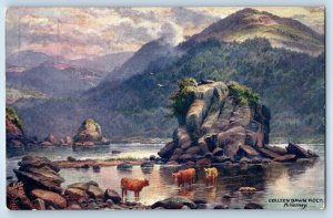 c1910's Colleen Bawn Rock Cattle Killarney Ireland Oilette Tuck Art Postcard