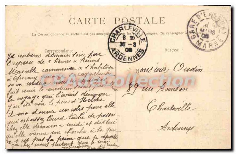 Old Postcard Epernay Le Pont De La Marne