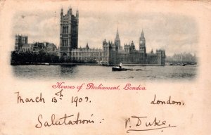 England London Houses Of Parliament Vintage Postcard 09.19