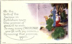 c1920 CHRISTMAS GREETINGS RELIGIOUS 3 WISE MEN BRIGHTON COLORADO POSTCARD 39-289