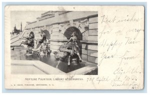 1901 Neptune Fountain, Library of Congress Washington DC PMC Postcard
