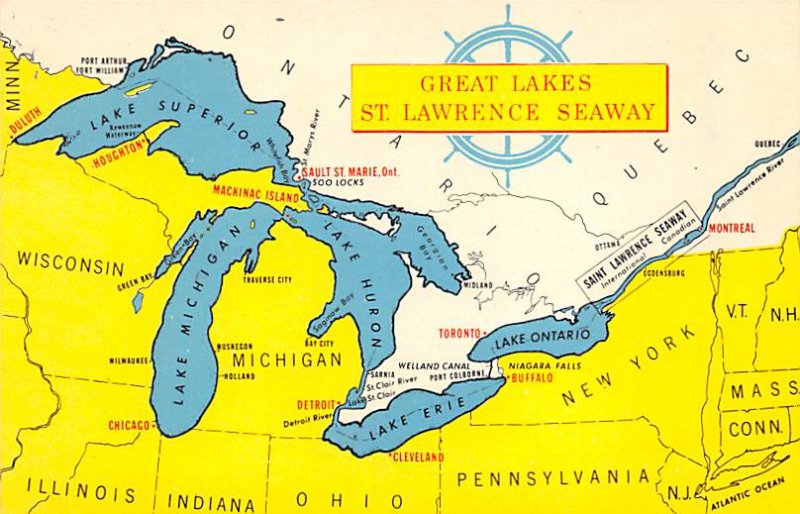 Maps Great Lakes St Lawrence Seaway Detriot, Michigan, USA Unused