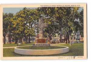 Mobile Alabama AL Vintage Postcard Bienville Square The Bienville Cross Monument