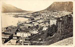 RPPC JUNEAU, AK Bird's-Eye View of Waterfront, Alaska ca 1920s Vintage Postcard