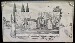 Vintage Postcard 1907-1915 High School, Wellman, Iowa (IA)