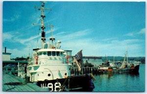 Postcard - The Coast Guard Boat, Located alongside the docks - Rockland, Maine