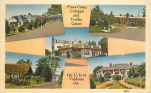 Postcard Georgia Valdosta Pines Camp Cottages Trailer Court Cook 23-8052