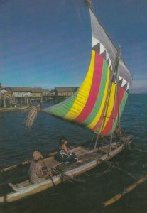 Muslim Sailing Boat with Gay Interest Rainbow Sails in Phillipines Postcard