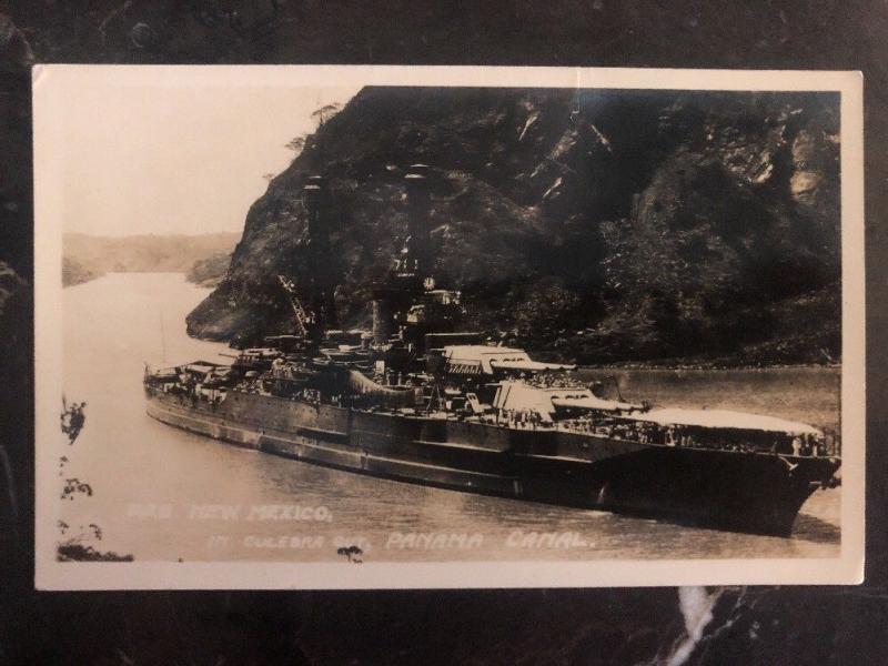 Mint USA RPPC Postcard USS New Mexico At Panama Canal