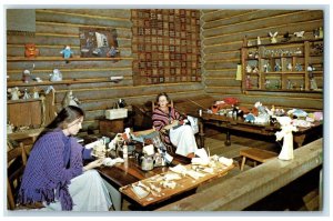 c1960 Doll Making Corn Fort Boonesborough Interior Richmond Kentucky KY Postcard