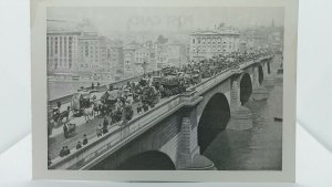 Vintage Repro  Postcard London Bridge Horses and Carriages Traffic Jam