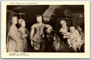 Vtg Art Children Of Charles I Painting by Artist A. Van Dyck Gallery Postcard