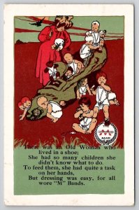 Nursery Rhyme Old Woman Shoe Advertising Minneapolis Knitting Works Postcard X30
