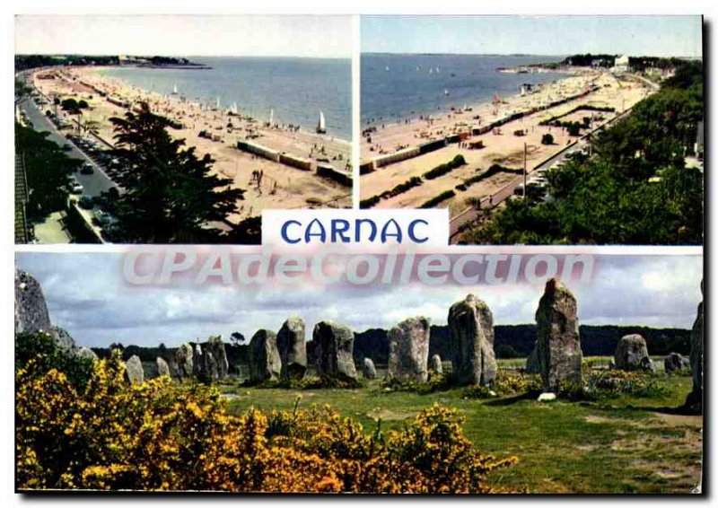 Postcard Modern Colors in Brittany Carnac beach and megalithic alignments