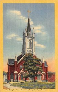 ST. MARY'S OF THE MOUNTAINS Virginia City, NV Church c1940s Vintage Postcard