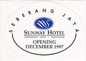 MALAYSIA SEBERANG JAYA SUNWAY HOTEL VINTAGE LUGGAGE LABEL