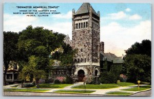 Peoria Illinois~Donmeyer Memorial Temple~Order of Eastern Star~Linen Postcard
