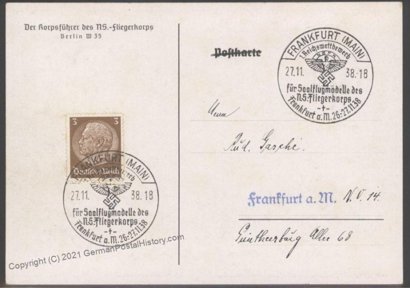 3rd Reich Germany 1938 Reichswettbewerbe NSFK Flight Competition USED Eve 103085