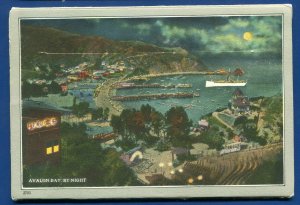 Catalina Island California Island Avalon Bay by night Postcard Folder 